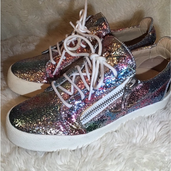 Giuseppe zanotti sparkle lace up sneakers size 9 - Picture 1 of 8